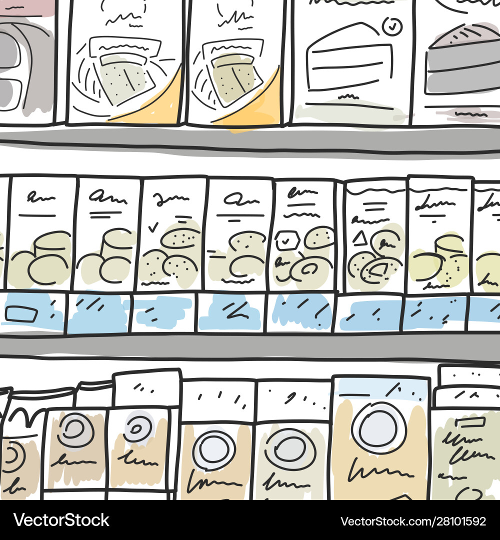 Sketch display products store Sketch display products store vector image