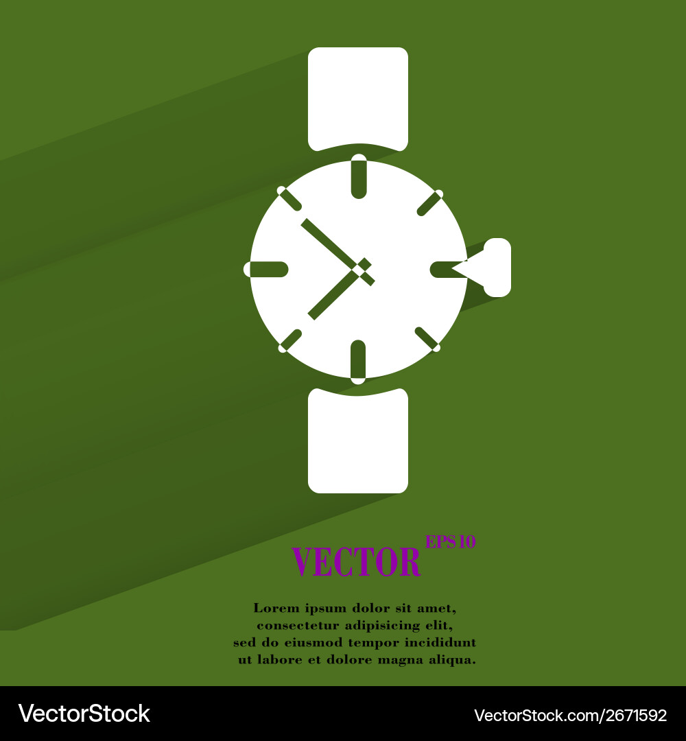 Watchclock flat modern web button with long shadow vector image