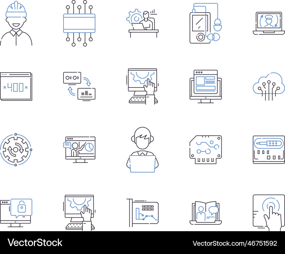 Website and device outline icons collection vector image