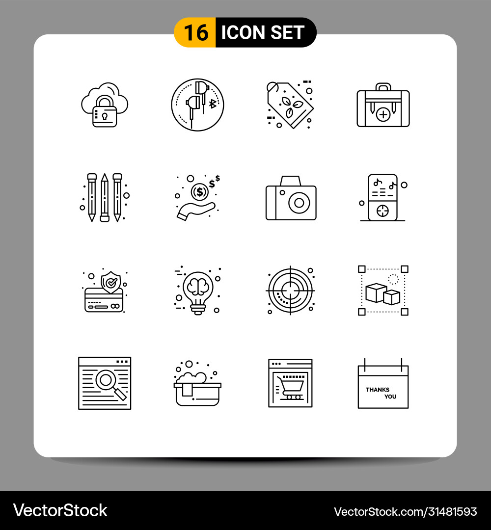 16 universal outlines set for web and mobile Vector Image