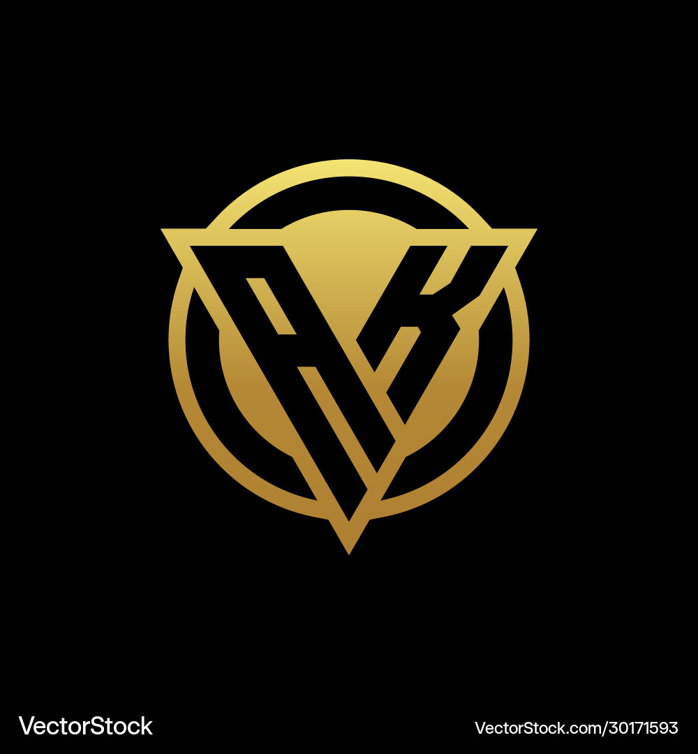 Ak logo monogram with triangle shape and circle vector image