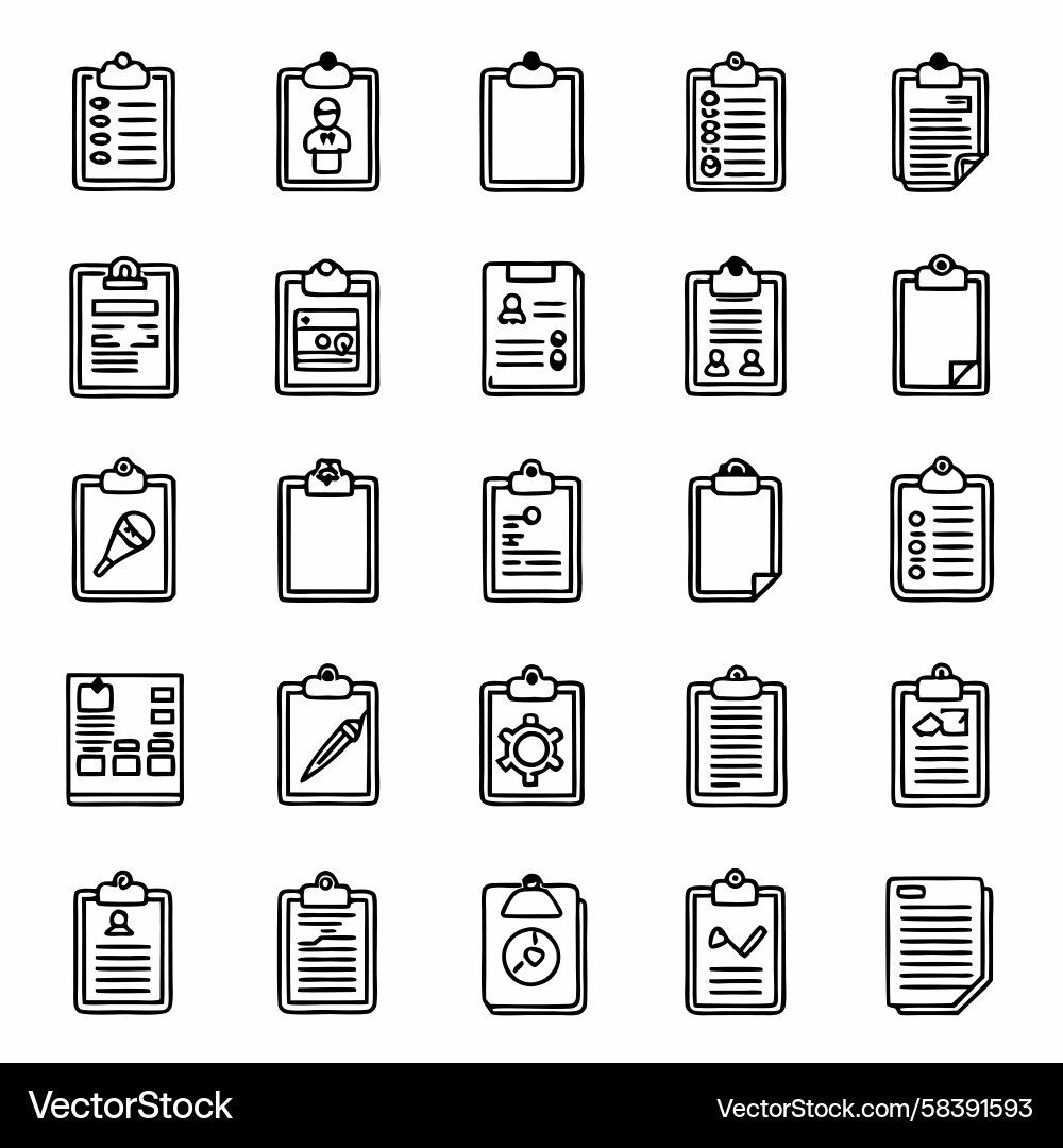 Clipboard Icons - Documentation & Task Management Vector Image