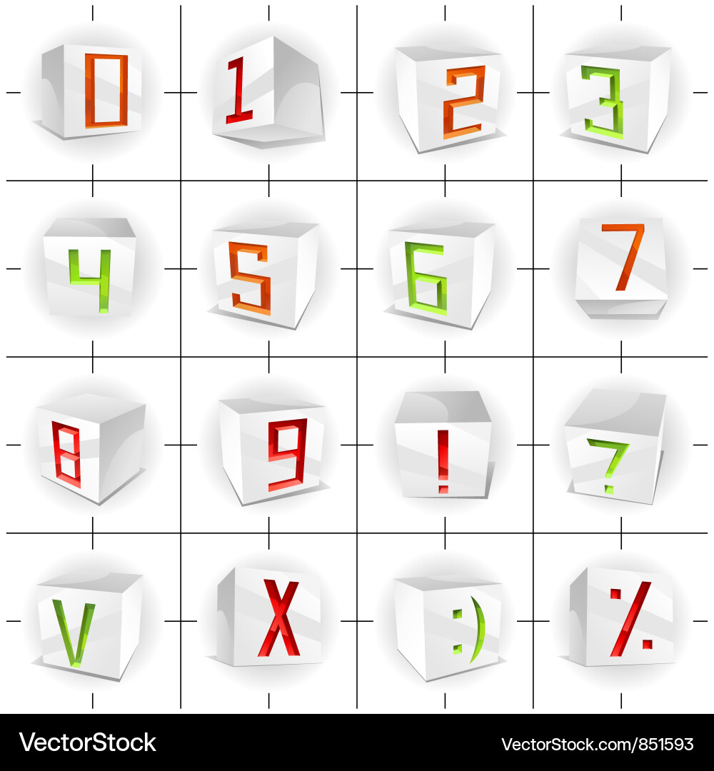Cube font - figures and signs vector image