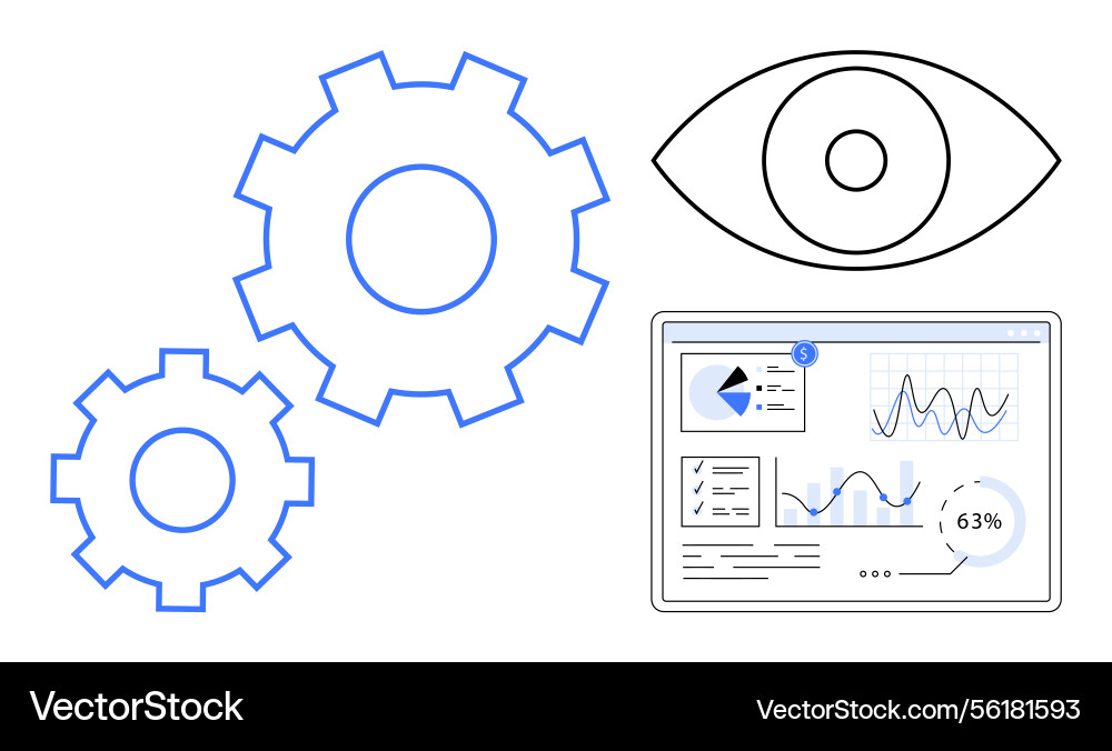 Data analysis and mechanization concept with gears Data analysis and mechanization concept with gears vector image