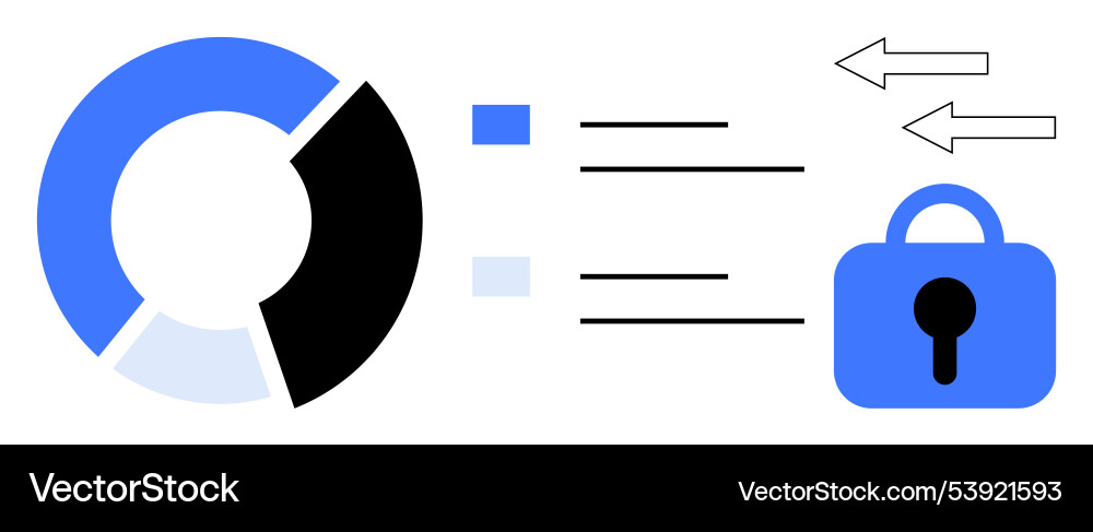 Data security and analysis representation with pie vector image