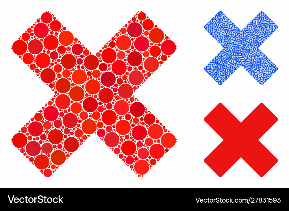 Delete x-cross mosaic icon round dots Delete x-cross mosaic icon round dots vector image