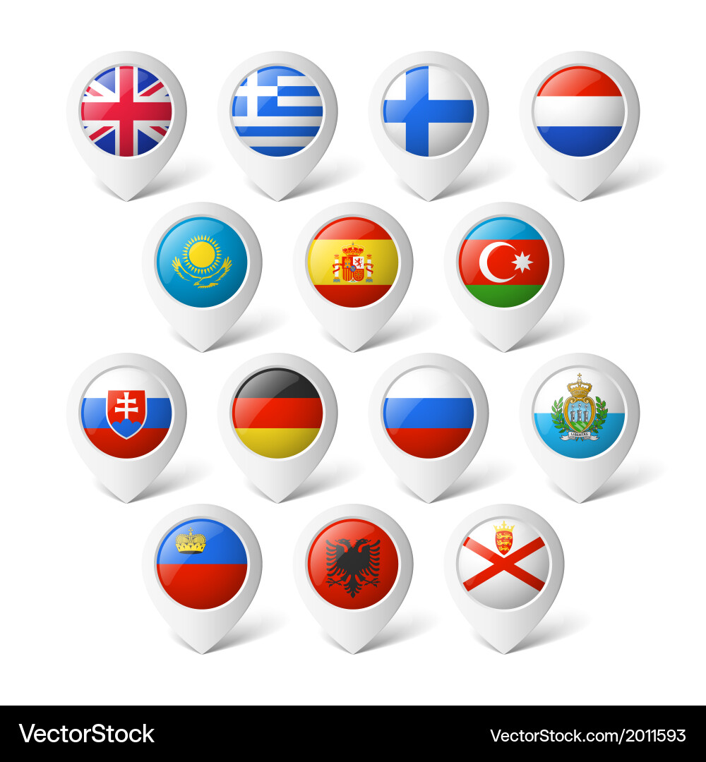 European Map Pointers with Flags vector image