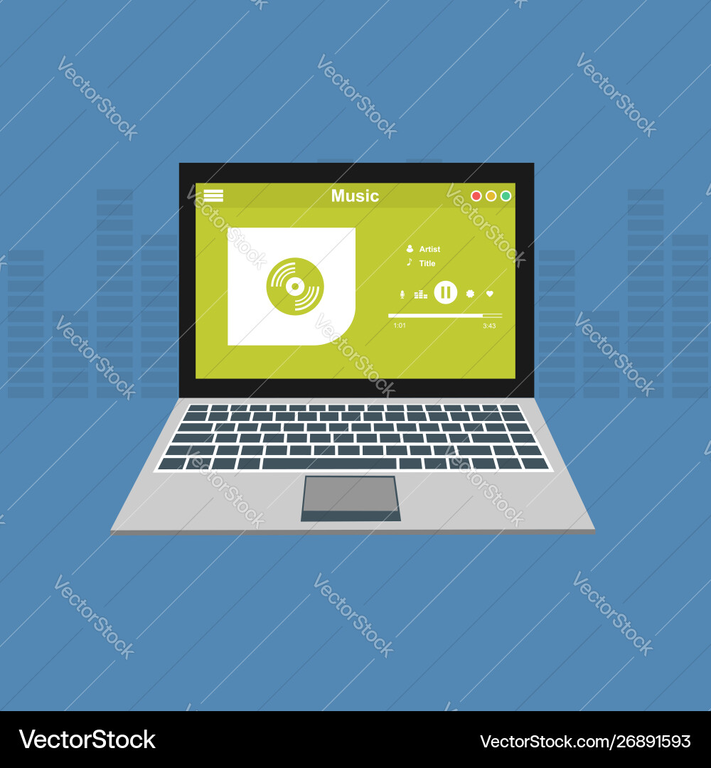 Media player application app template with flat Media player application app template with flat vector image