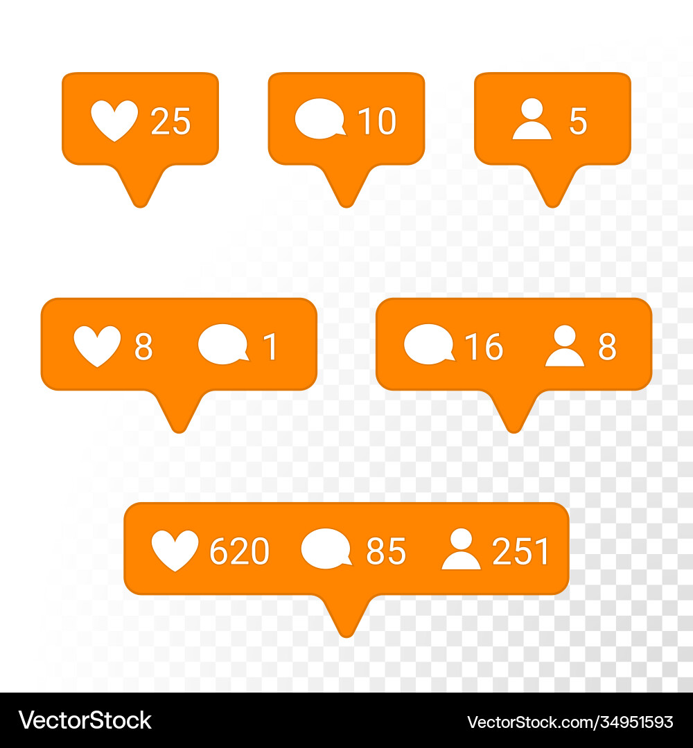 Notification application icons heart message Notification application icons heart message vector image