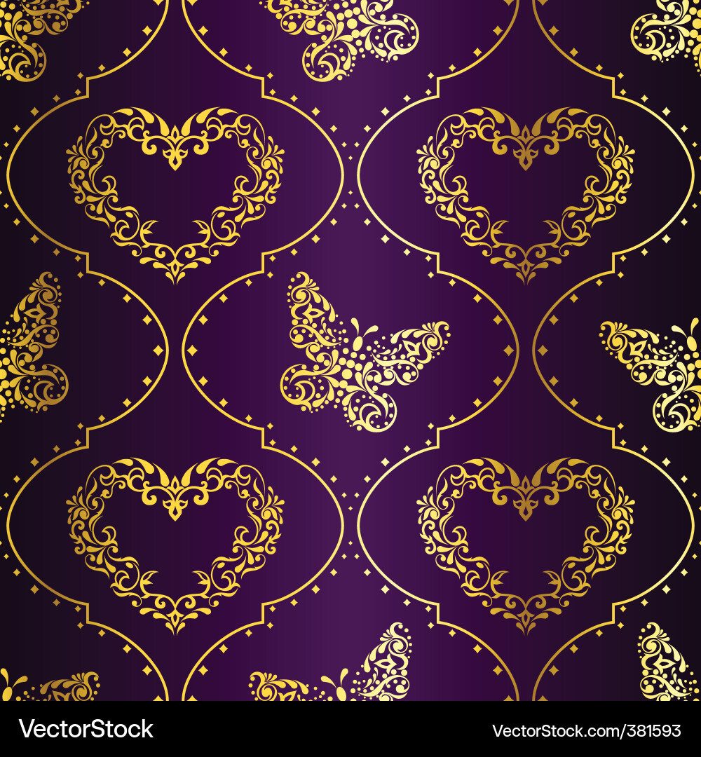 Romantic Heart & Butterfly Wallpaper vector image