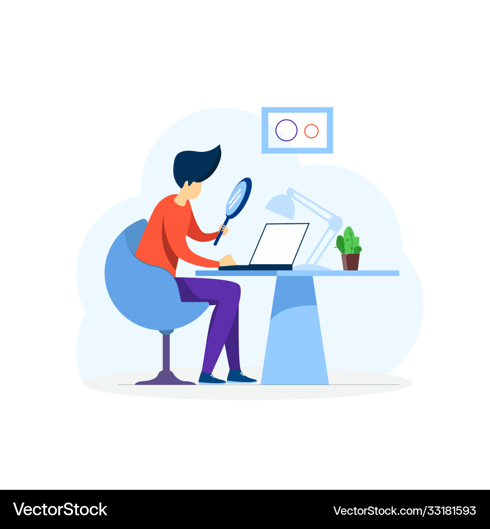 Searching computer file with glass Searching computer file with glass vector image
