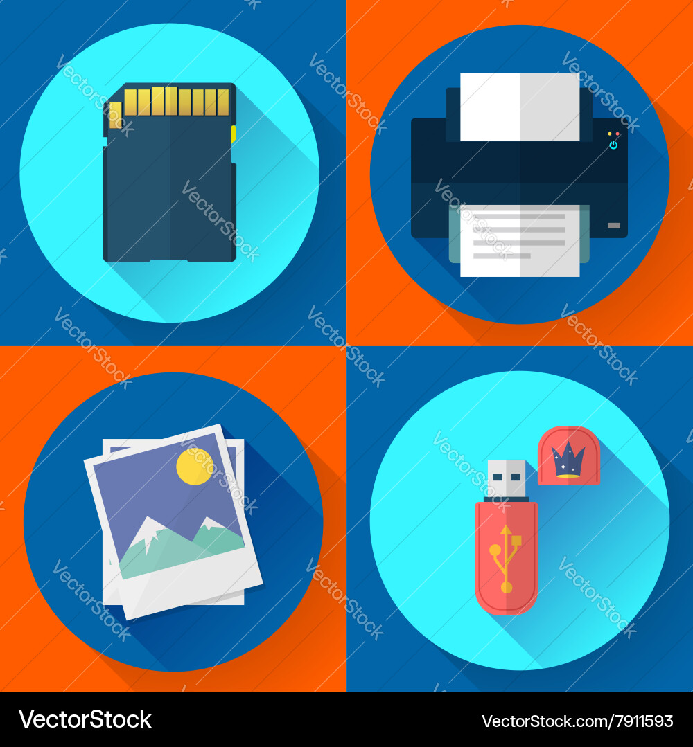 Set computer icons of photo print Vector Image