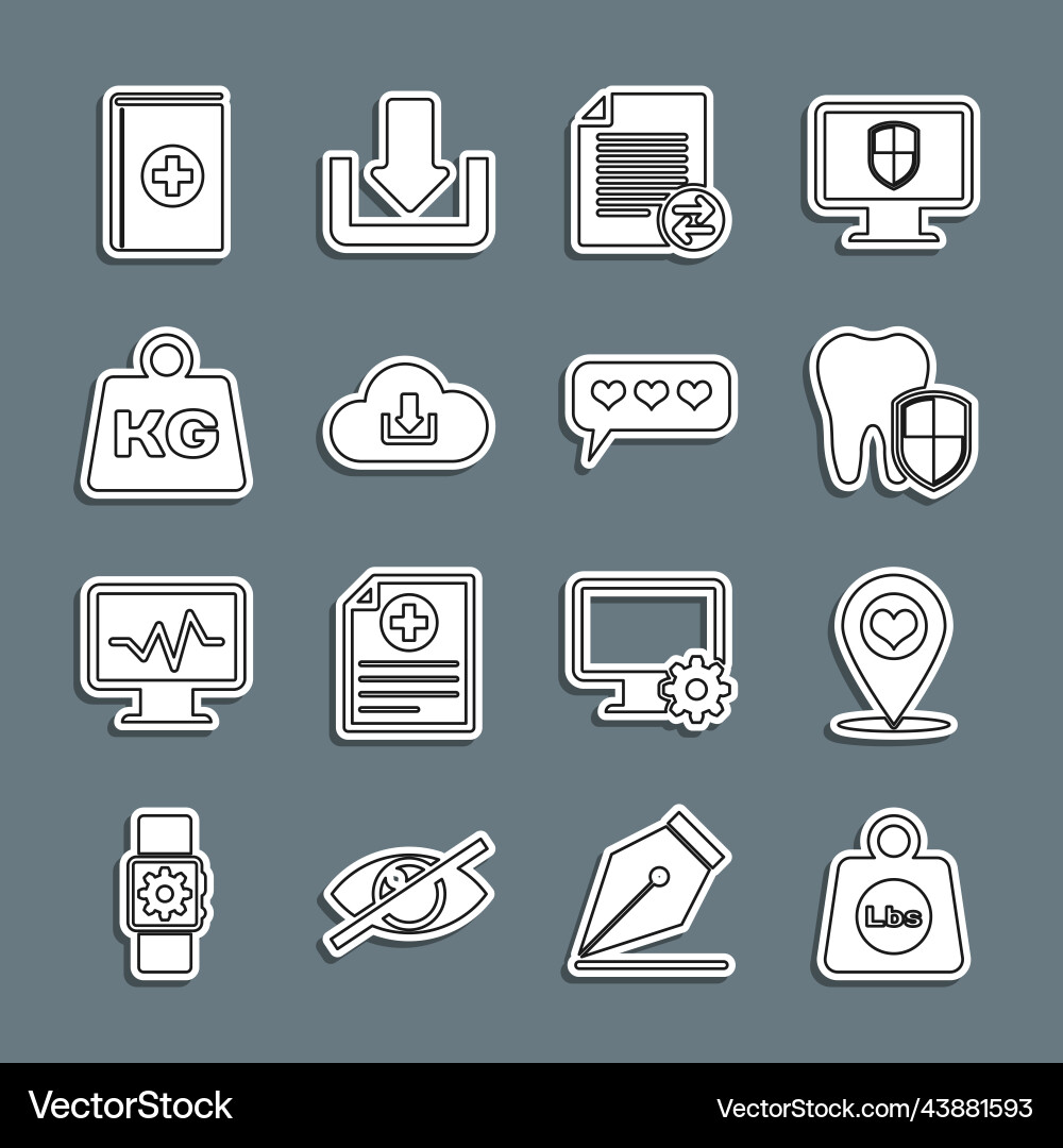 Set line weight pounds map pointer with heart Set line weight pounds map pointer with heart Vector Image