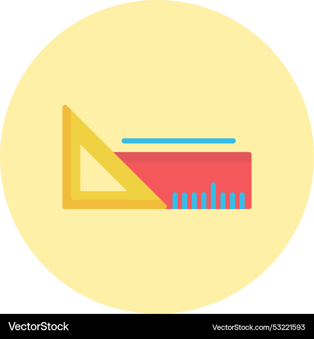 Triangular ruler flat circle icon Vector Image