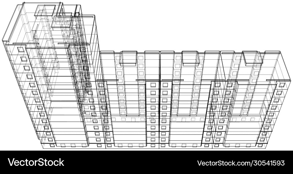 Wire-frame model a multi-storey building Wire-frame model a multi-storey building vector image