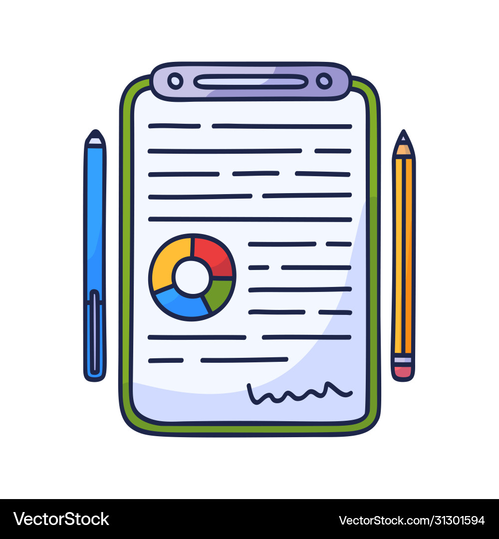 A document with diagram and text next to which A document with diagram and text next to which vector image