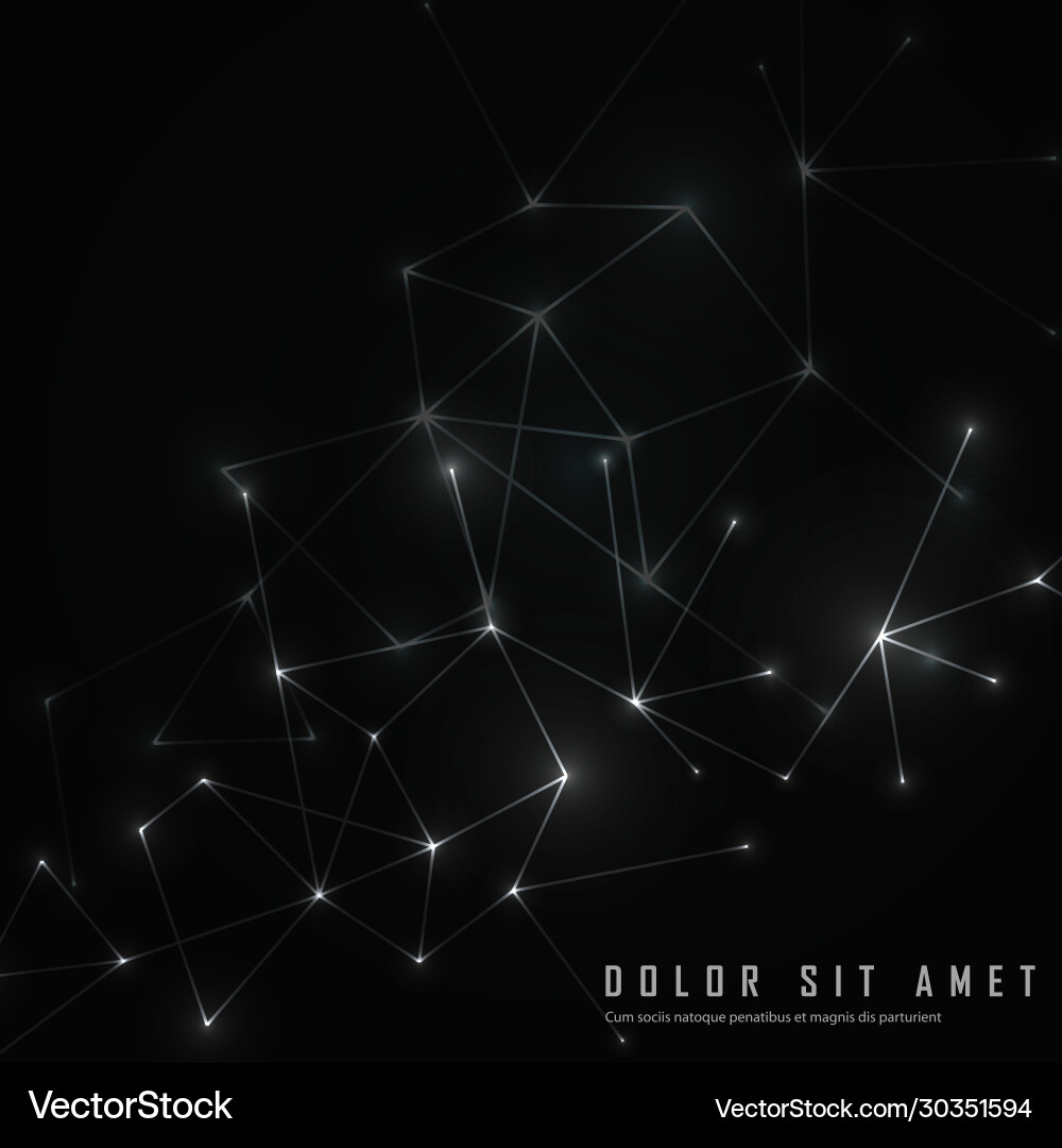 Abstract connected dots and lines on black Abstract connected dots and lines on black vector image