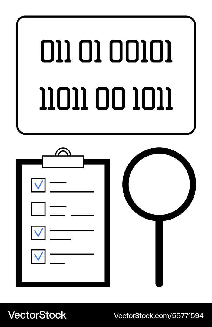 Binary code checklist on clipboard Binary code checklist on clipboard vector image