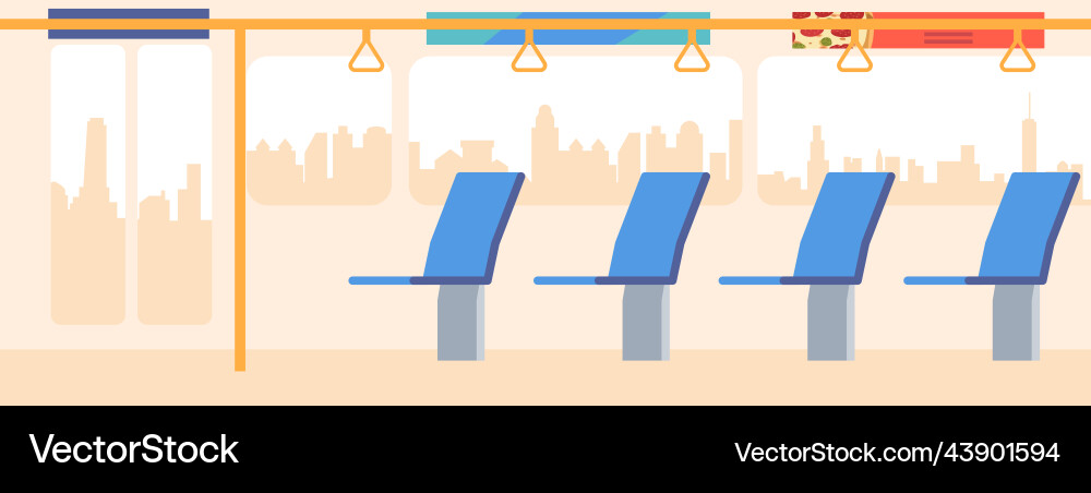 Bus empty interior with glass door seats handles Bus empty interior with glass door seats handles vector image