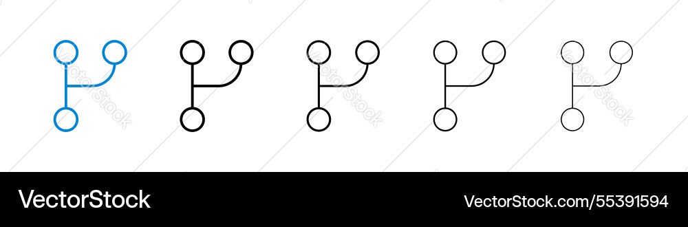Code branch icons in five different stroke sizes Code branch icons in five different stroke sizes Vector Image