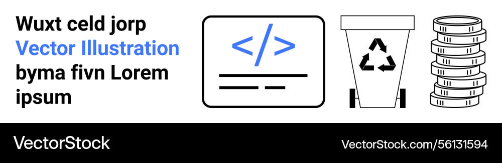 Coding symbol with recycle bin and stacked coins Coding symbol with recycle bin and stacked coins vector image