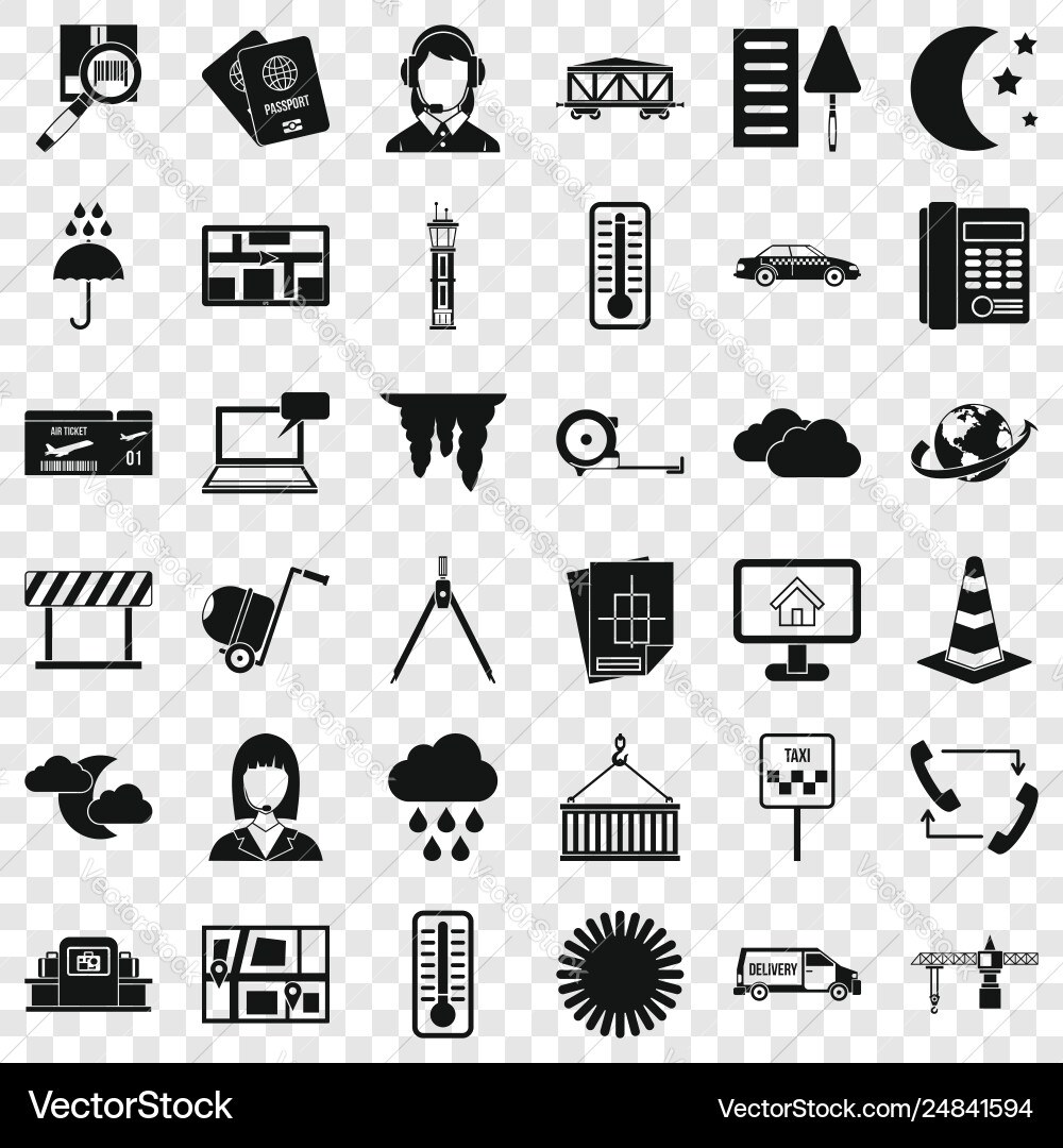 Dispatcher icons set simple style Dispatcher icons set simple style vector image