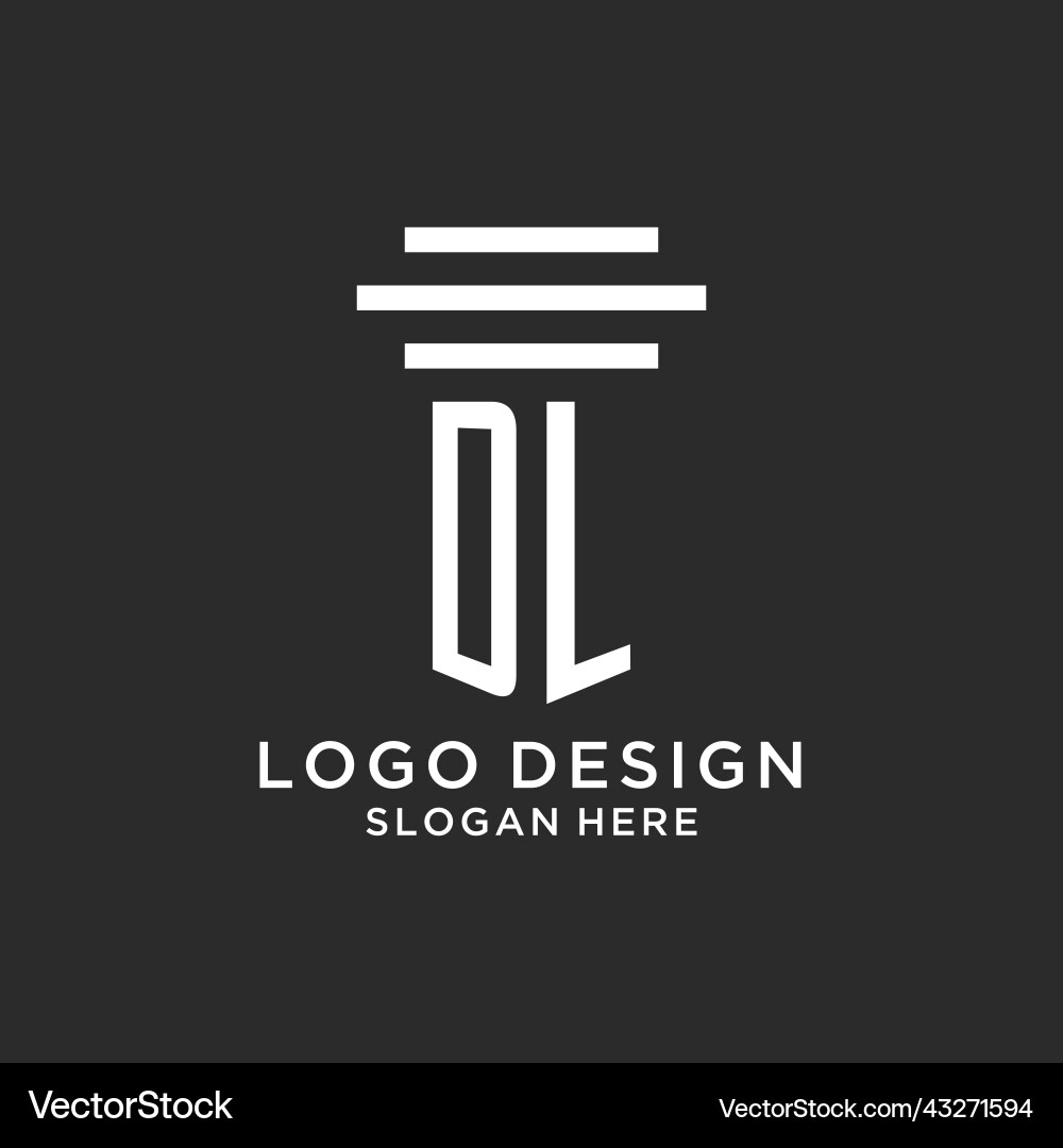 Dl initials with simple pillar logo design vector image