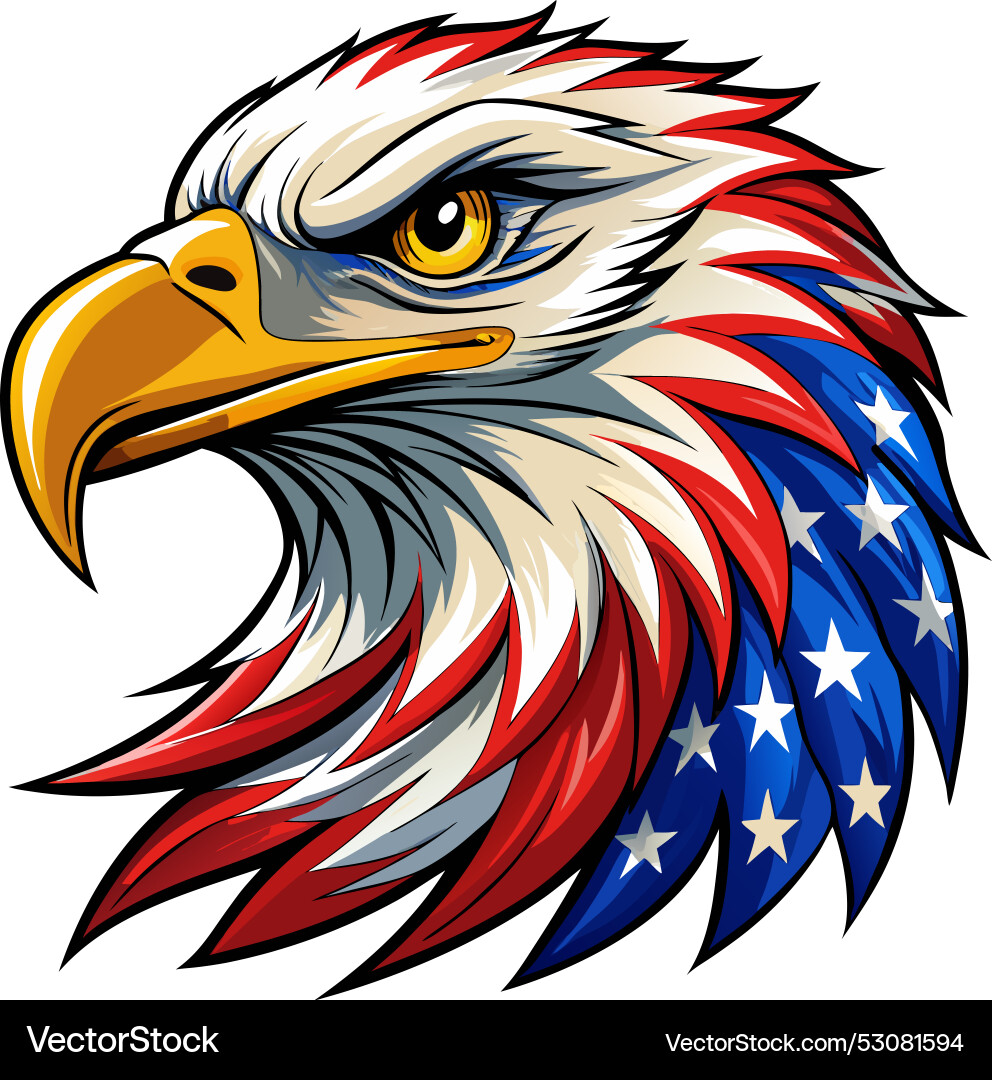 Eagle head with american flag pattern Royalty Free Vector