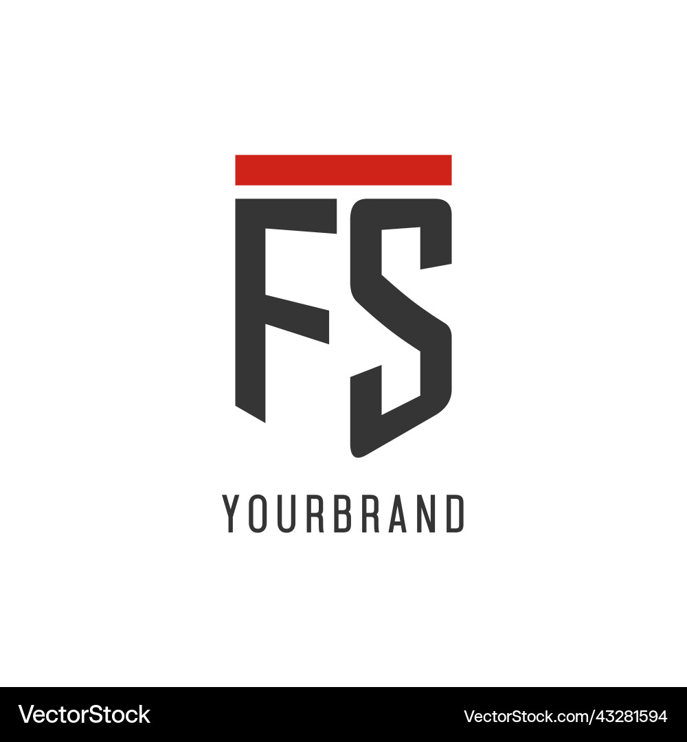 Fs initial esport logo with simple shield design vector image