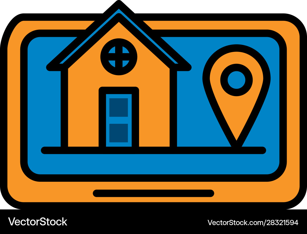 Hausfassade in Smartphone und Gps App Hausfassade in Smartphone und Gps App vektorbild