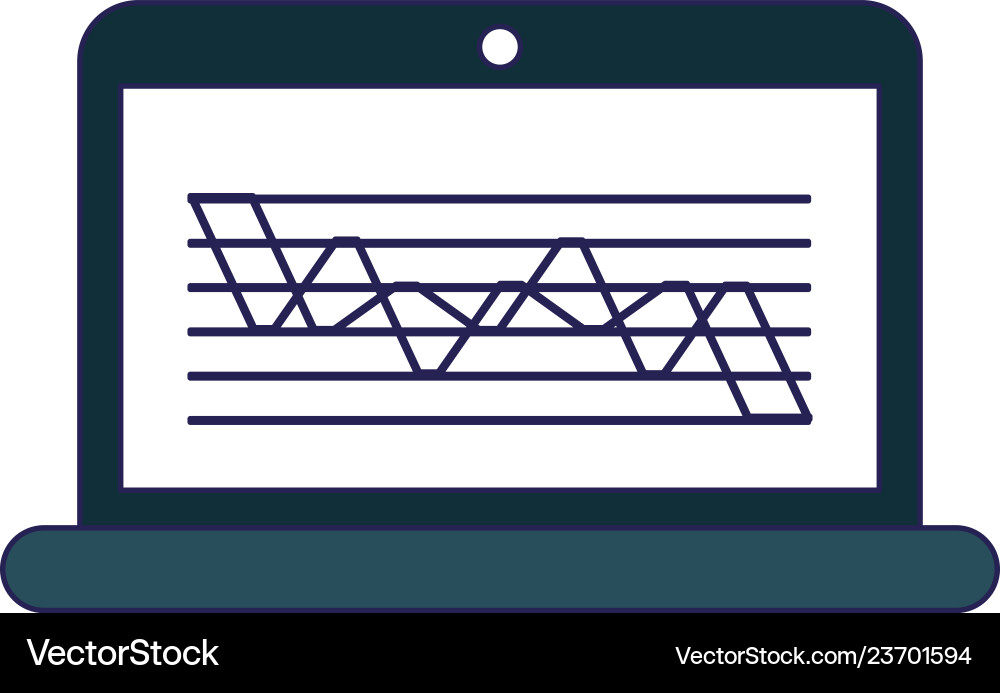 Laptop open with graph Vector Image