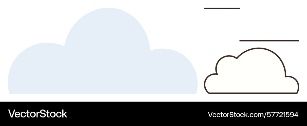 Minimalist cloud design pairing solid and outline Minimalist cloud design pairing solid and outline vector image