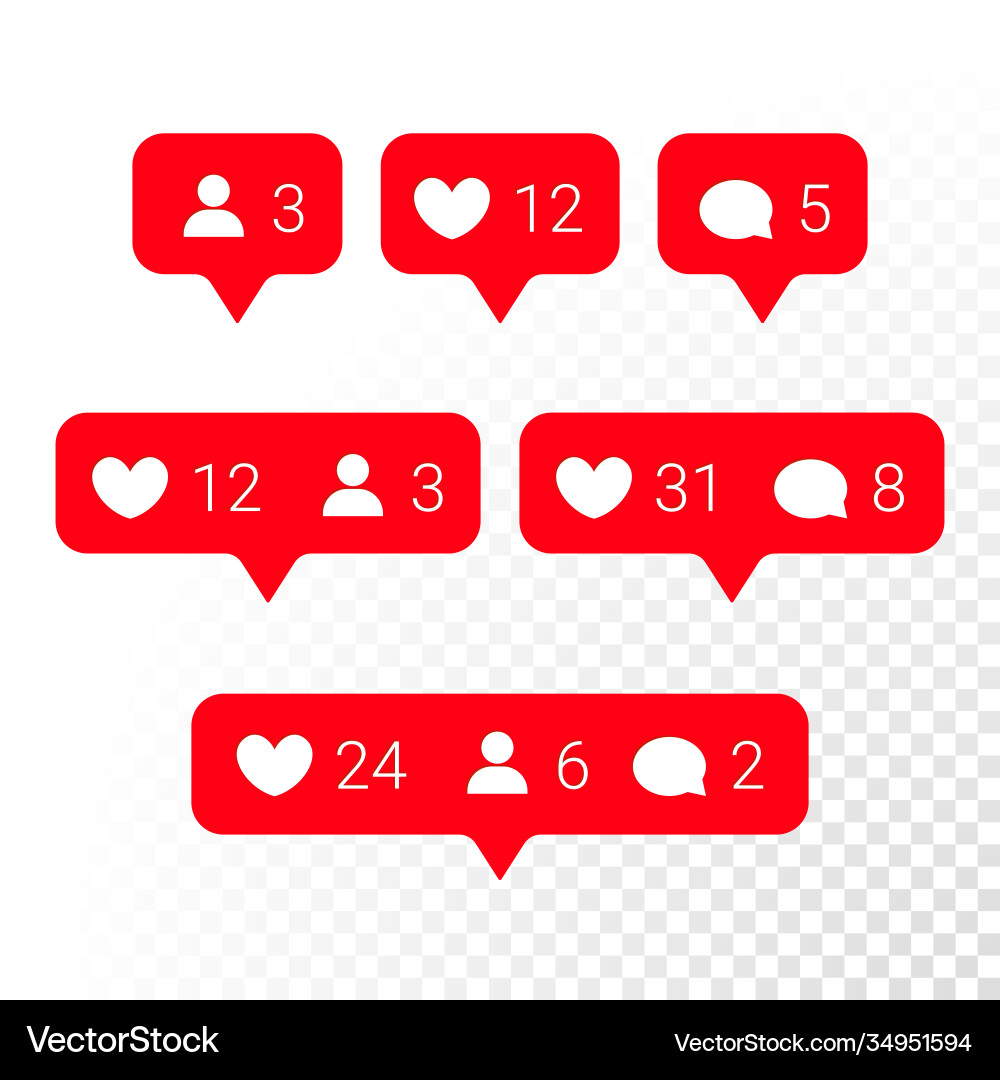 Notification application icons heart message Notification application icons heart message vector image