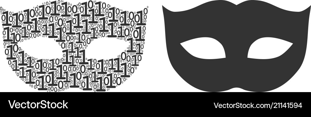 Privacy mask composition of binary digits Privacy mask composition of binary digits vector image