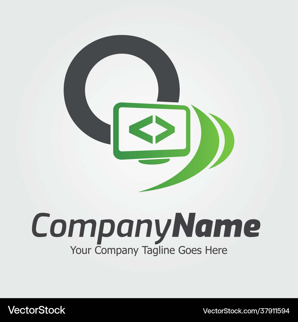 Programming code and computer monitor logo Vector Image