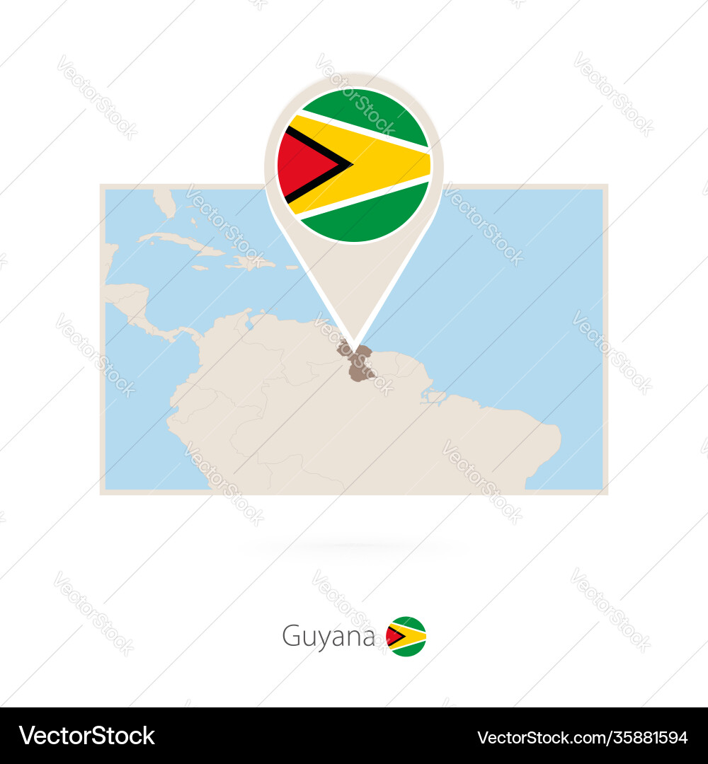 Rectangular map guyana with pin icon vector image
