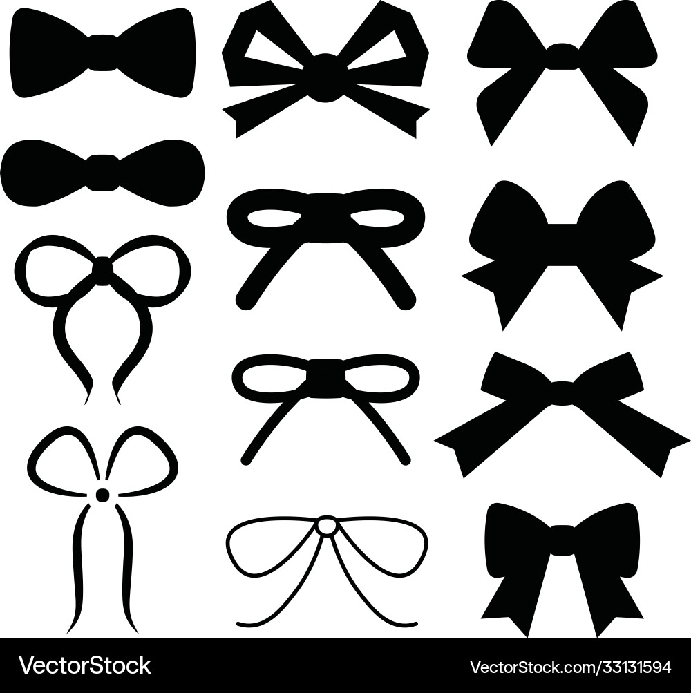 Set grafische dekorative Schleifen silhouette isolat Set grafische dekorative Schleifen silhouette isolat vektorbild