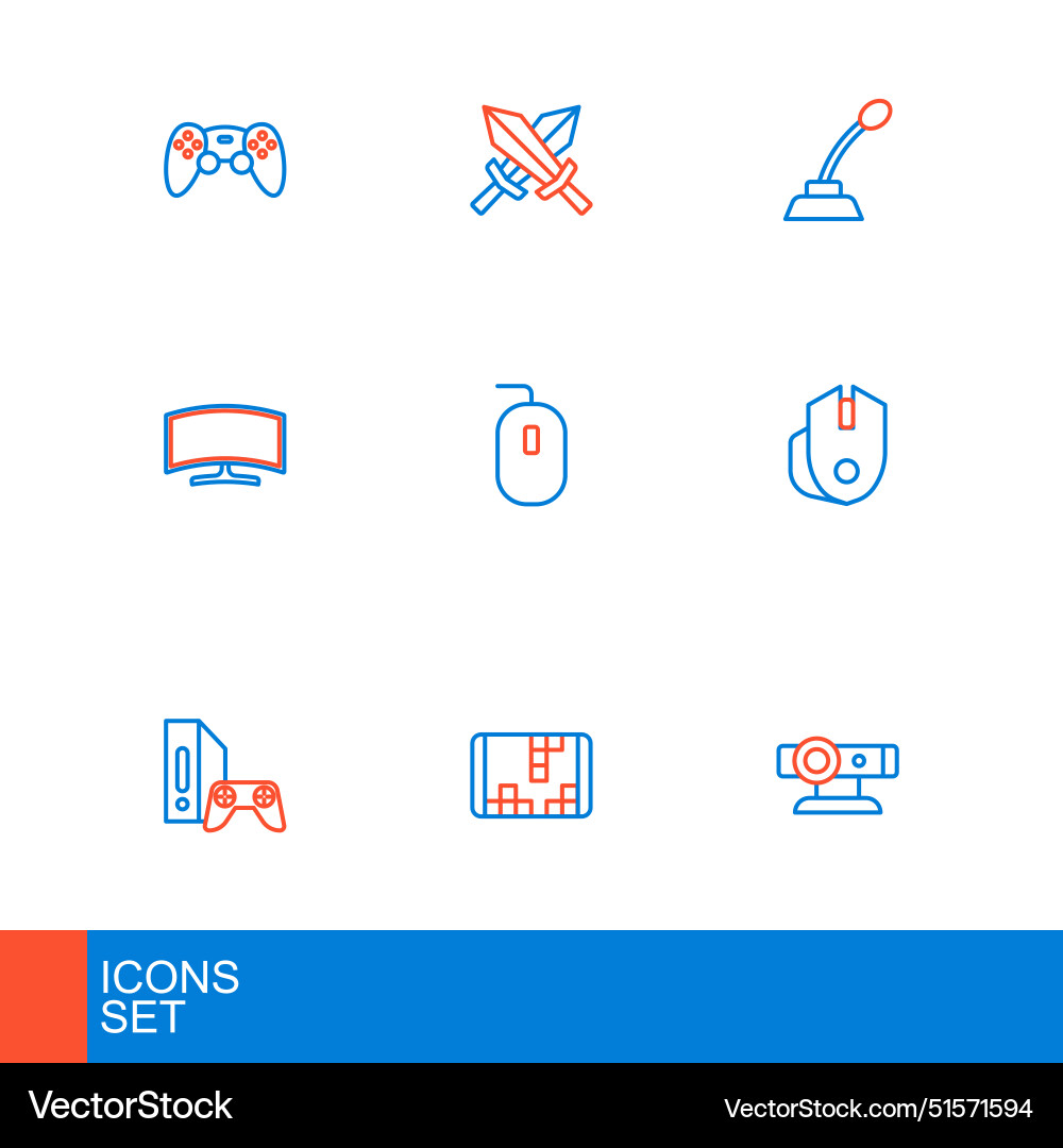 Set line web camera portable video game console Vector Image