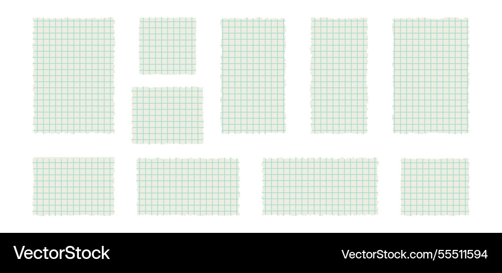 Set of torn lined math note notebook paper Set of torn lined math note notebook paper vector image