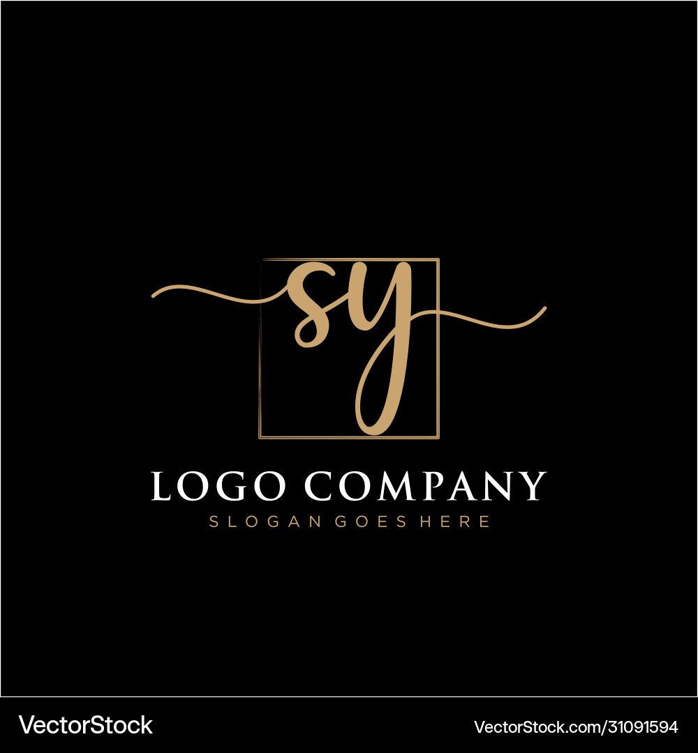 Sy initial handwriting logo with rectangle Sy initial handwriting logo with rectangle Vector Image