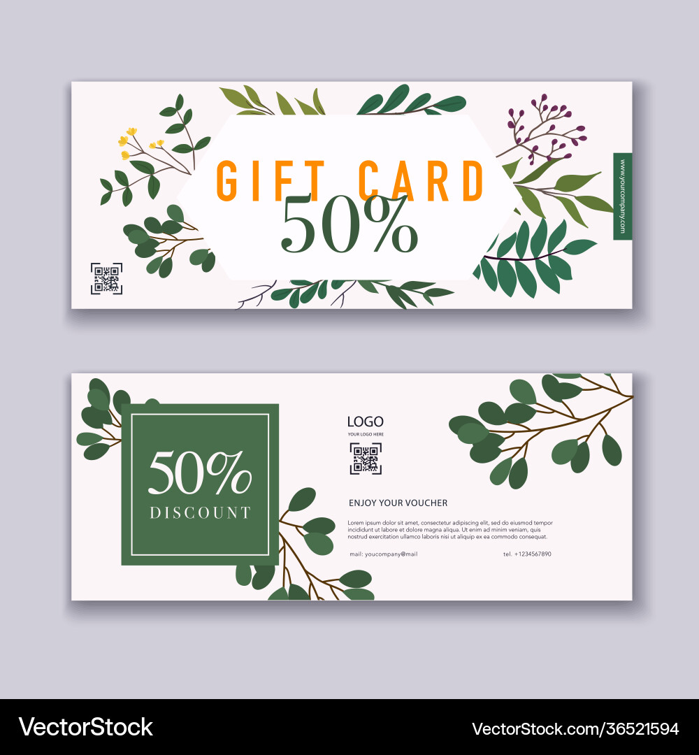 Voucher template with color gift box certificate vector image