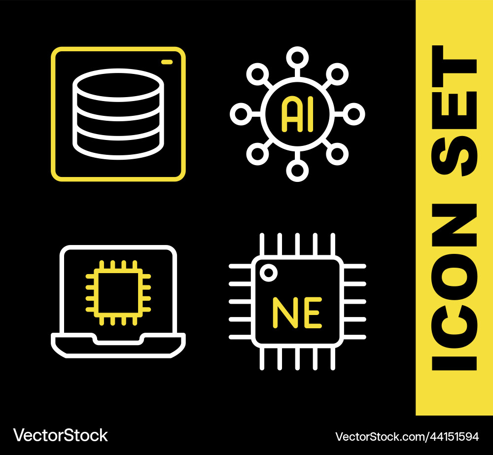 Zeile neural Netzwerkprozessor cpu und Server einstellen Vektorbild