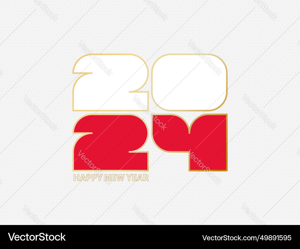 Abstract numbers 2024 with flag of poland vector image