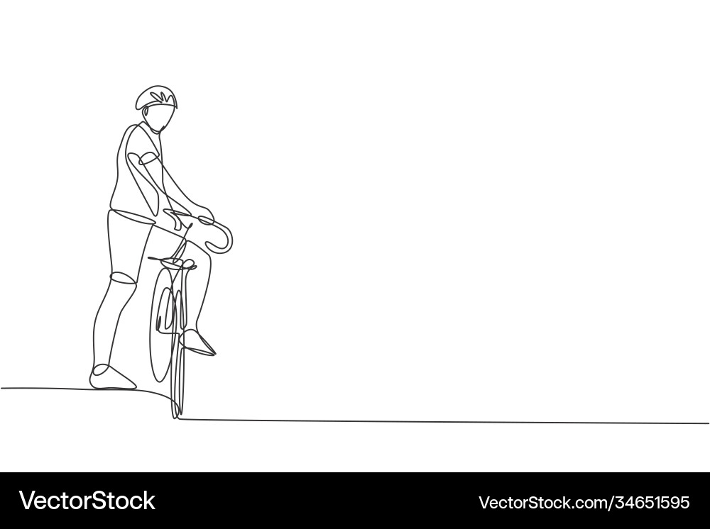 Agile Cyclist - Single Line Drawing Vector Image