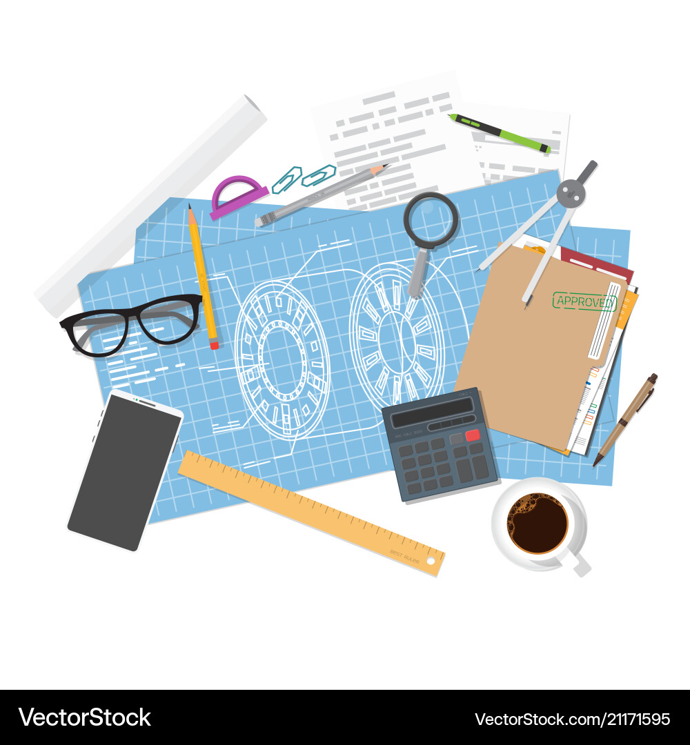 Blueprint Workspace - Engineering Plans vector image