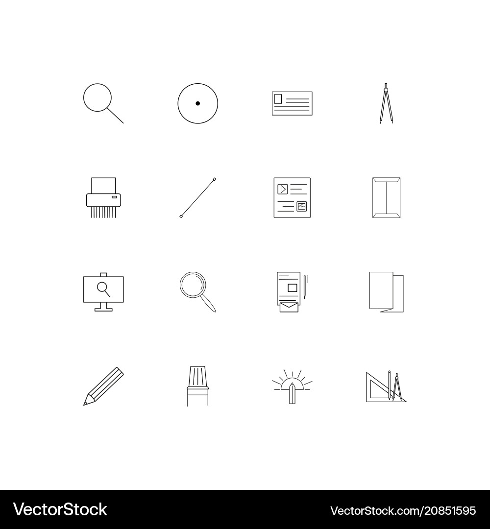 Creative process and design linear thin icons set vector image