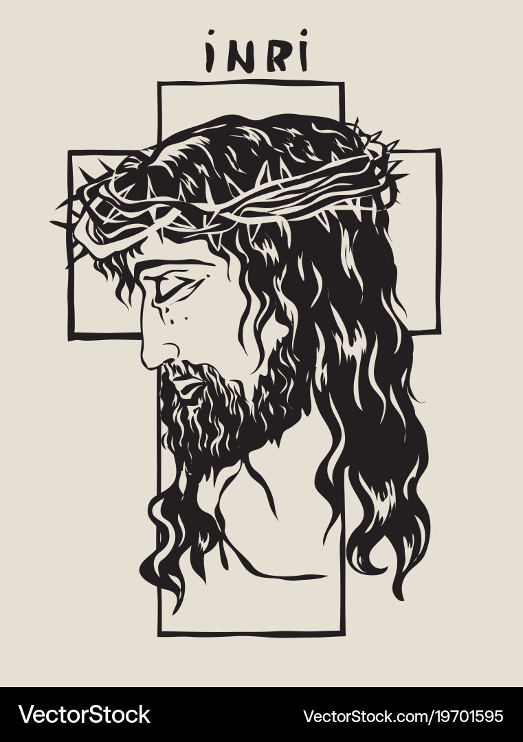 Face of the lord jesus sketch drawing Vector Image