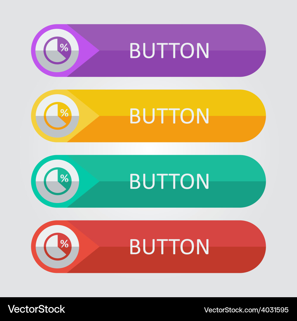 Flat buttons with pie graph icon vector image