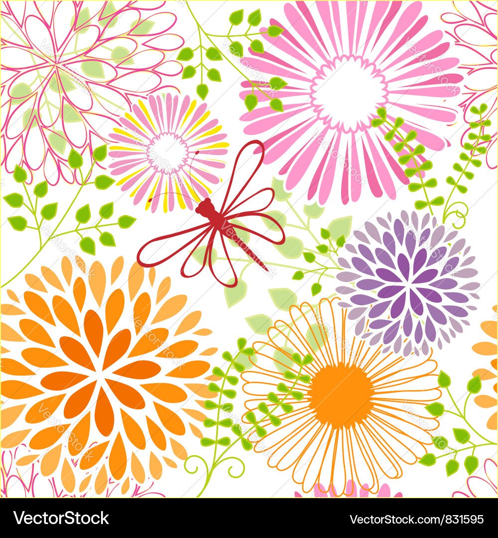 Floral Butterfly Seamless Pattern vector image