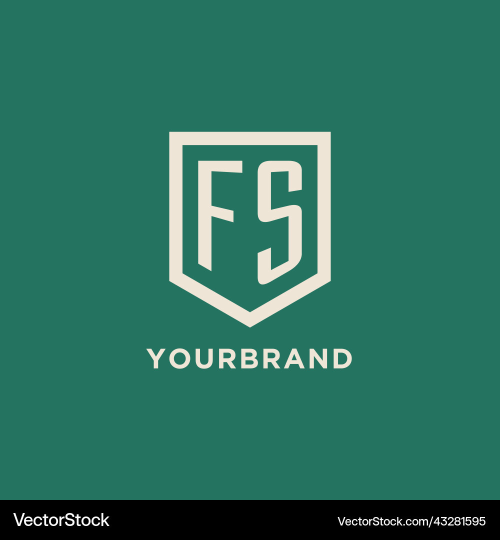 Fs initial logo monogram shield geometric shape vector image